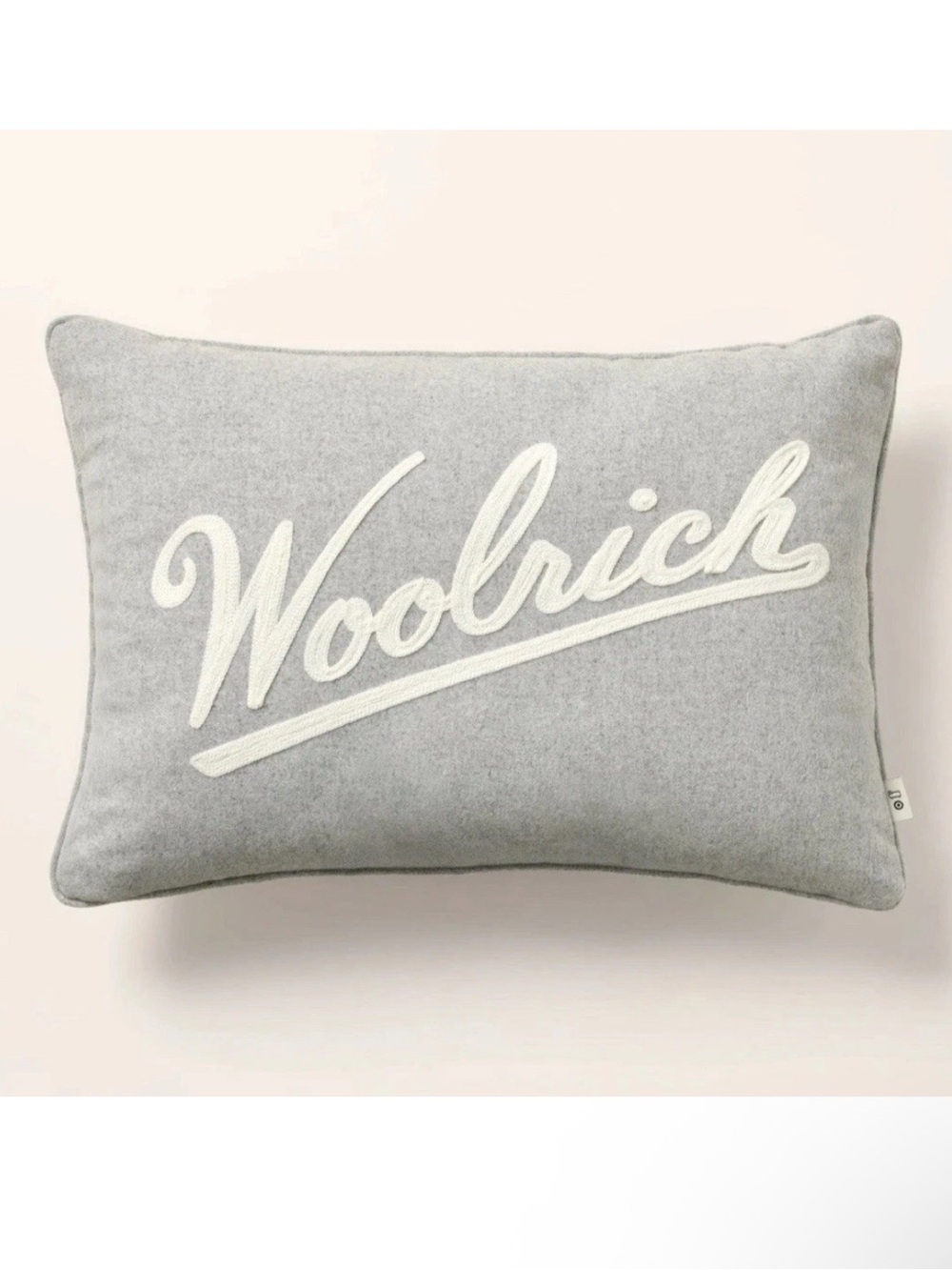 Woolrich Light Gray Wool Script Accent Pillow